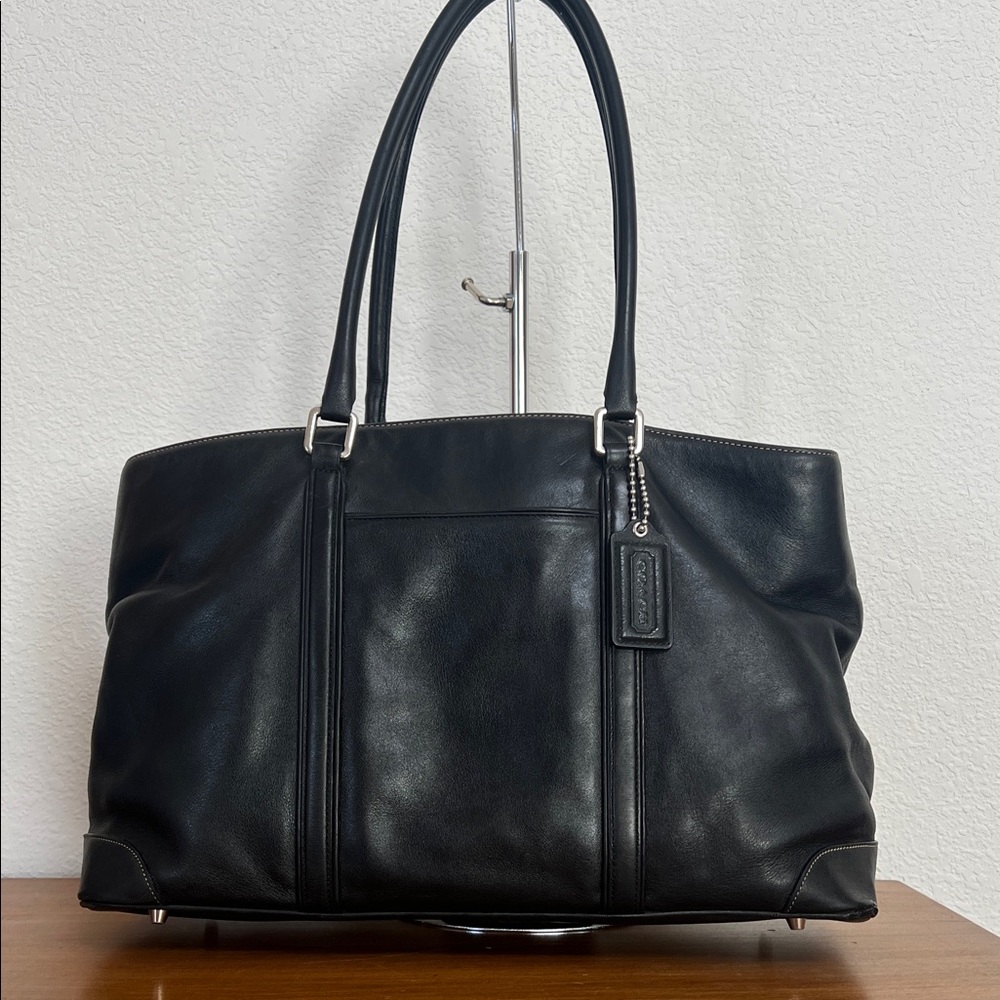 Coach Hampton business tote black leather 16”